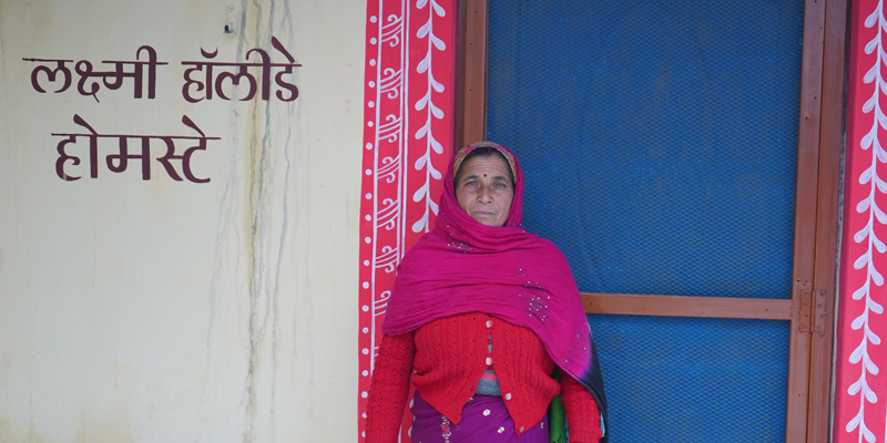 Laxmi Devi, the homestay host bringing authentic mountain hospitality to life.