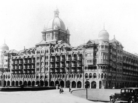 The Taj Mahal Hotel rises on the sea front and adds to the grace of the city of Bombay The Taj Mahal Hotel rises on the sea front and adds to the grace of the city of Bombay
