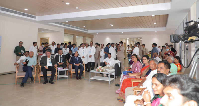 The Chief Minister of Andhra Pradesh, Shri Y. S. Jagan Mohan Reddy, during the launch of the SVICCAR hospital, in the august presence of 	officials from the Government of Andhra Pradesh, Tata Trusts, and Tirumala Tirupati Devasthanams (TTD)
