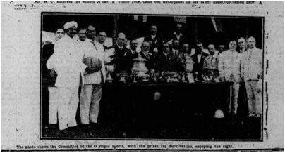 The Bombay Olympic Committee at a Prize Distribution in 1927. 