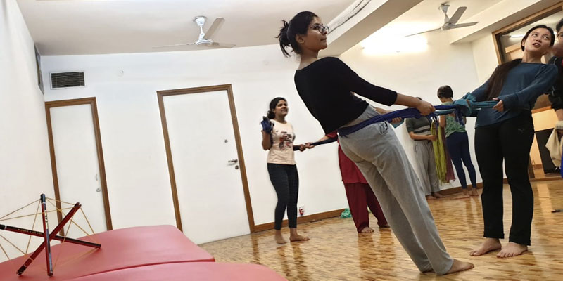 Students in class at the dance studio, AUD Khirkee campus Students in class at the dance studio, AUD Khirkee campus