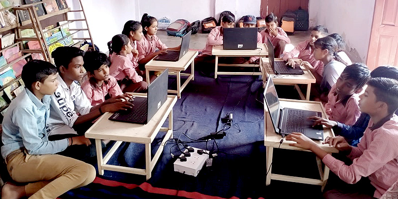 A group of children at the community centre classroom
