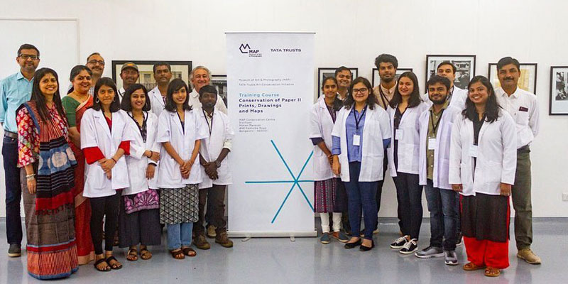 Participants and faculty at the training course on Conservation of Paper &ndash; II (Prints, Maps & Drawings) held at MAP Conservation Centre in September 2019