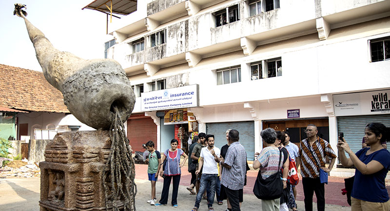 A palm tree on a pedestal, ha..ha..a flower behind too, Akanksha Agarwal, Dept. of Fine Arts, Rajasthan University, Jaipur