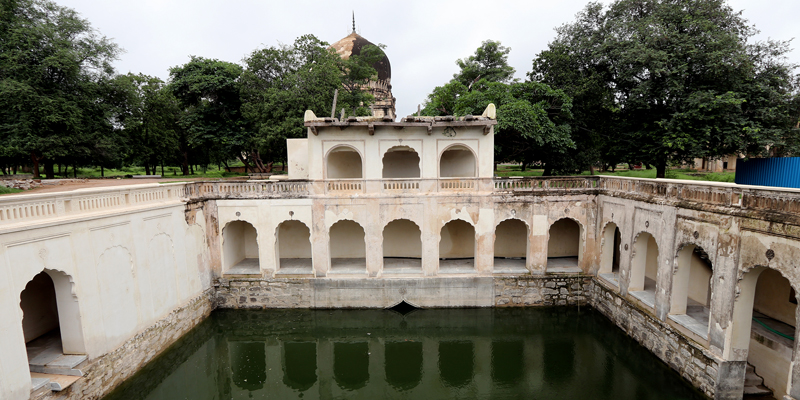 The water levels at the Badi Baoli after conservation