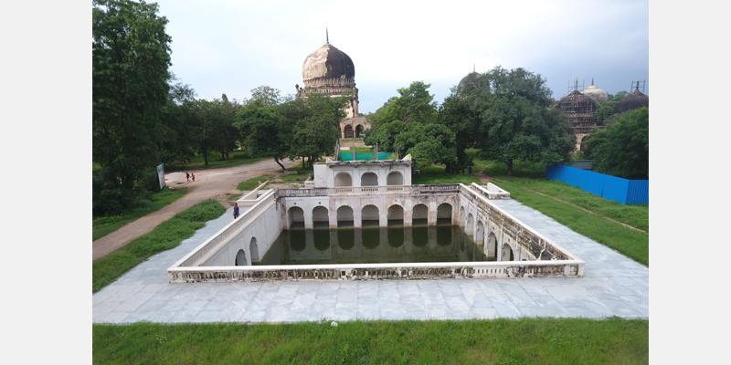 Aerial view of the Badi Baoli