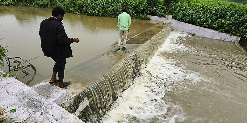 The check dam in Tatalgera village has enabled this hilly village to harvest rainwater, improving water availability for domestic and farm use.
