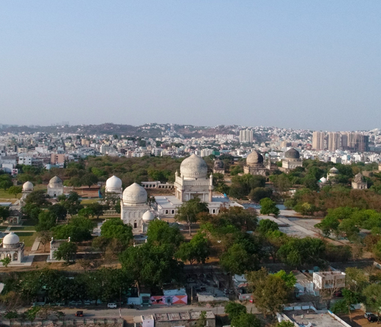 Aerial view of Quli Qutb Shah Heritage Park