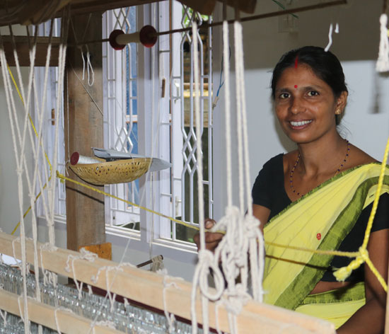 Ms Dipika Kakati at her handloom in Kamrup, Assam Ms Dipika Kakati at her handloom in Kamrup, Assam