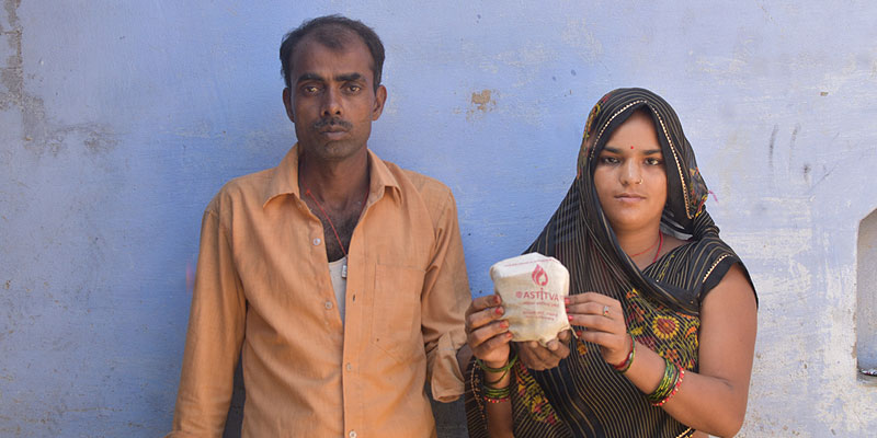 Gopal Mishra and his wife after an MHM session at Sasna, Fakharpur