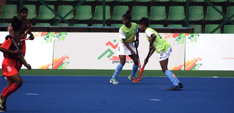 Munmuni in action at the Khelo India Youth Games 2020, Guwahati, Assam