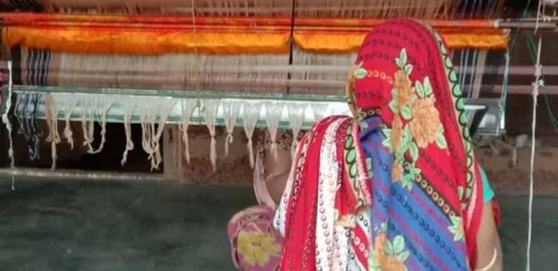 All in readiness to start weaving