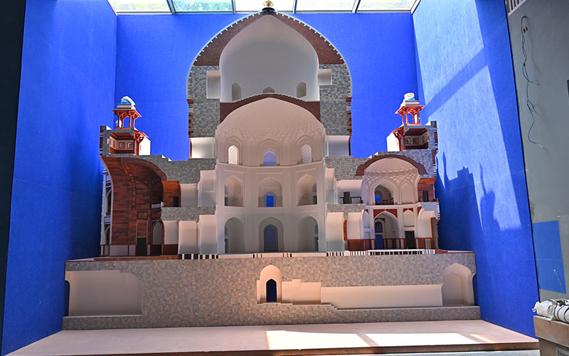 1:8 scaled model of the cross section of Humayun’s Tomb as part of the conservation gallery at the Site Museum
