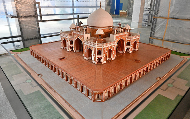 A scaled model of Humayun’s Tomb as can be seen externally, at the Site Museum