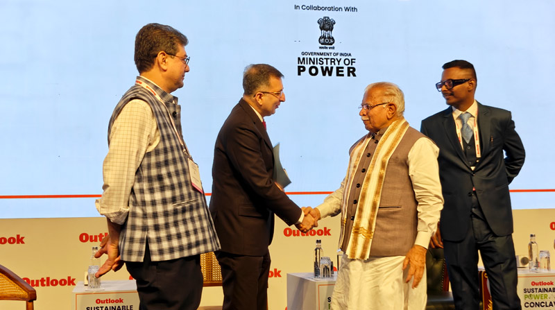 Mr Manohar Lal, Honourable Union Minister of Housing and Urban Affairs, Minister of Power (Government of India), and Mr Siddharth Sharma, CEO, Tata Trusts, at the Outlook Sustainable Power Conclave 2025.