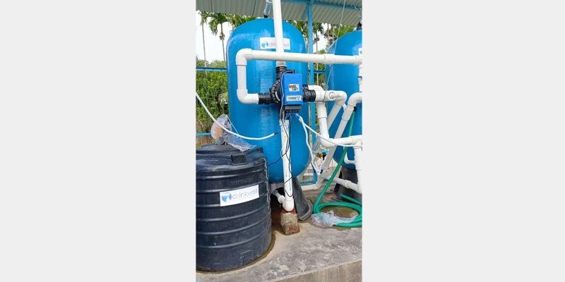 Close-up of the auto multi-port valve system installed at the IRP, enabling efficient filtration and maintenance.
