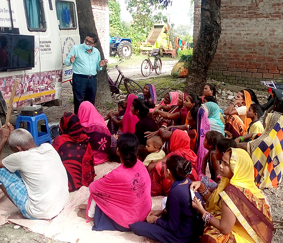 An AES health communication session at an MMU camp