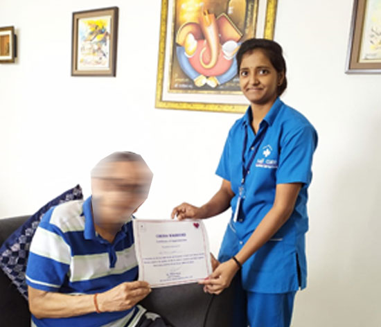 Pinki is a 24-hour caregiver for an octogenarian with hypertension and dementia