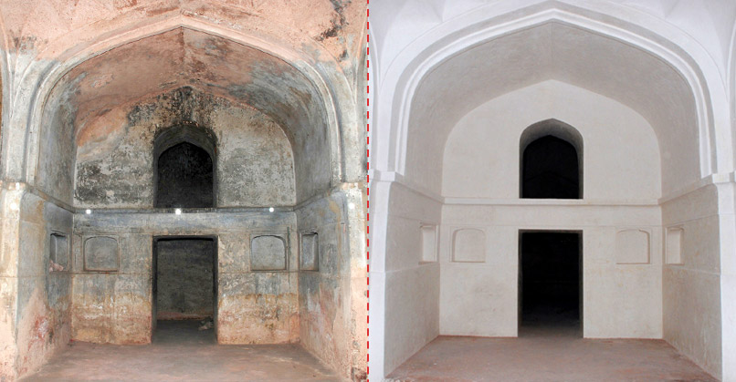 The heart of the mausoleum: The tombs under the plinth, before and after the restoration