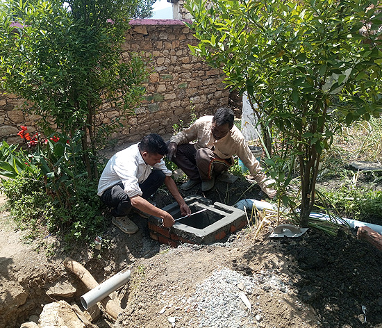Soak pit under construction in Kuncha village, Gangolihat of Pithoragarh district in Uttarakhand