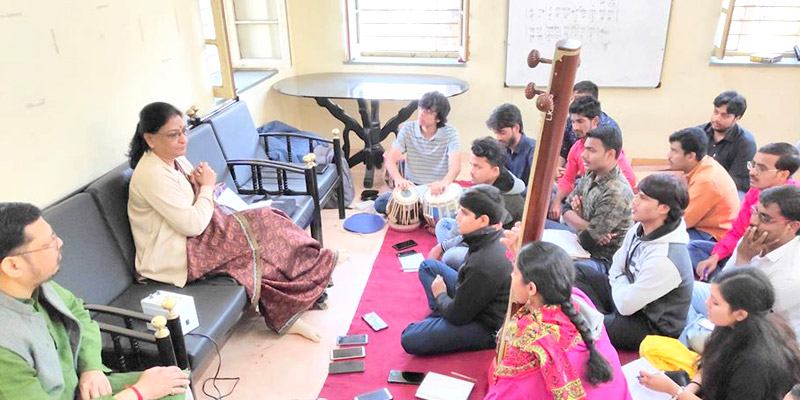 A classical music class in progress	image by Lalit Kala Kendra, Pune