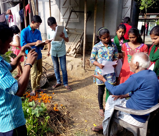 Students in Nalbari, Assam conducting survey to collect data on village population for their project on ‘My Village’