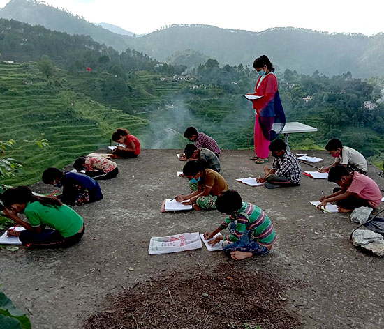A community classroom in session in Uttarakhand