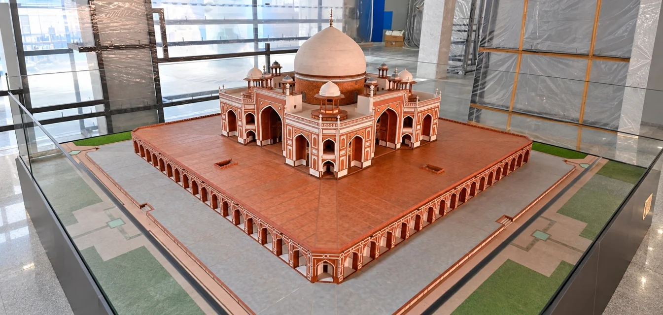 A scaled model of Humayun’s Tomb as can be seen externally, at the Site Museum