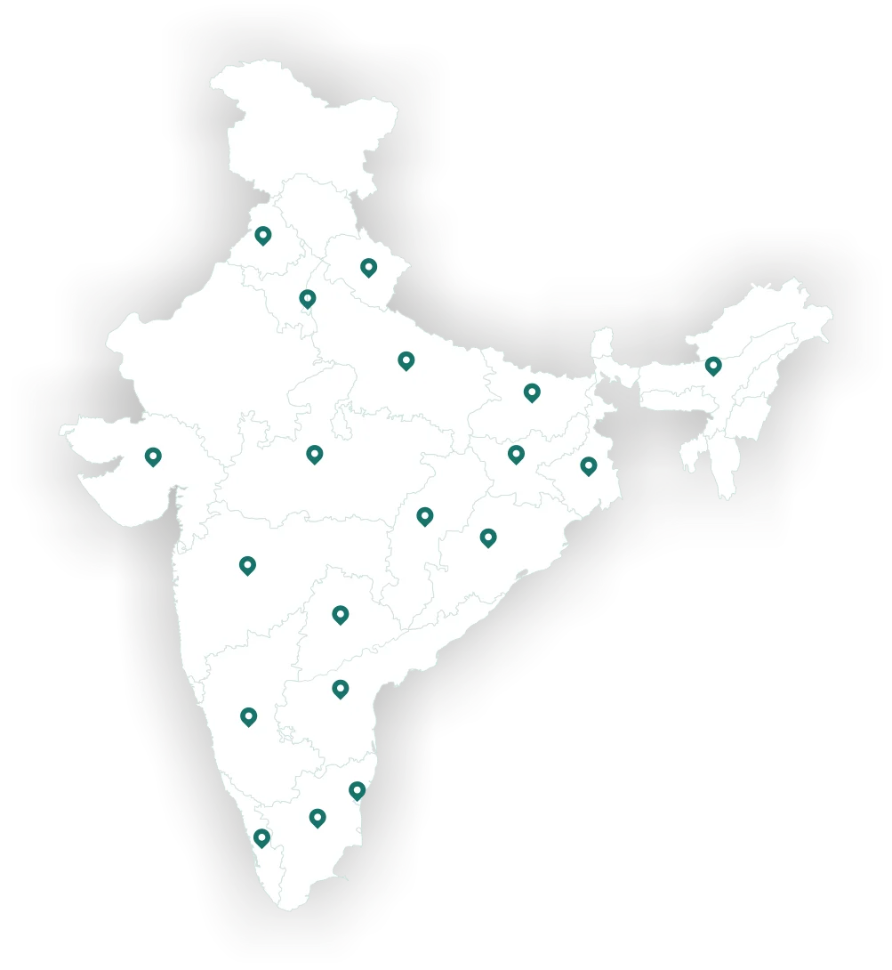 Map showing the healthcare impact footprint across India