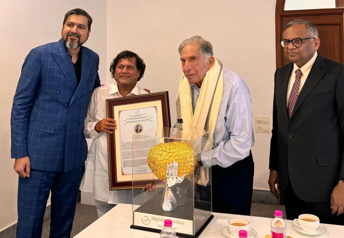 Ratan N. Tata receiving the KISS Humanitarian Award