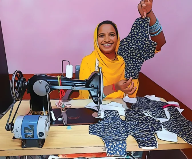 Woman producing reusable menstrual products