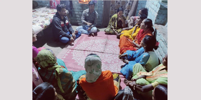 A meeting conducted with the SHG in Mukindpur village of Ner block in Yavatmal district to make them aware about goat rearing.