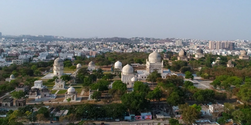 Aerial view of Quli Qutb Shah Heritage Park