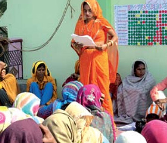Women participating in their SHG meeting